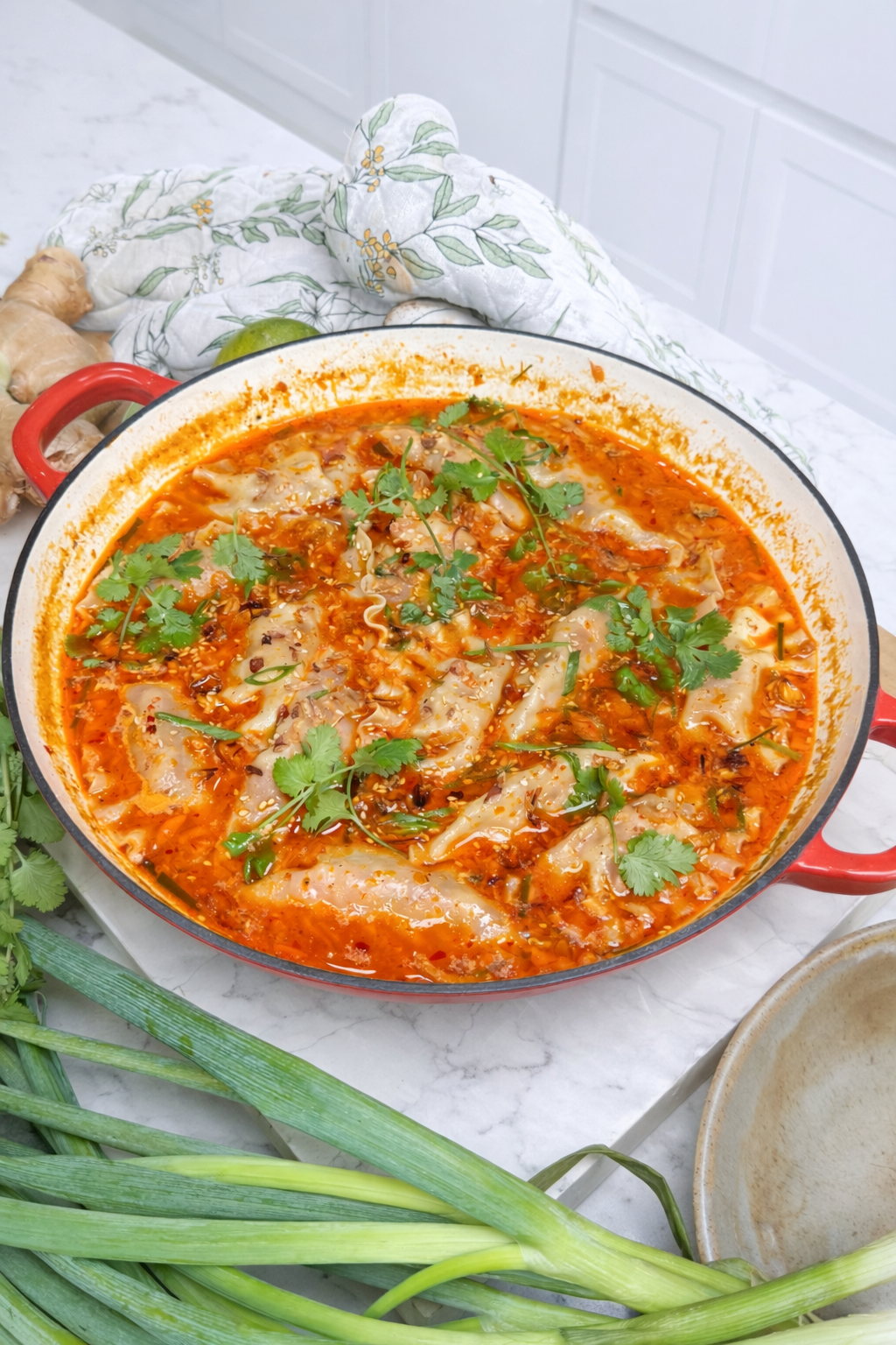 One-Pot Laksa Dumplings (Creamy Coconut Broth)