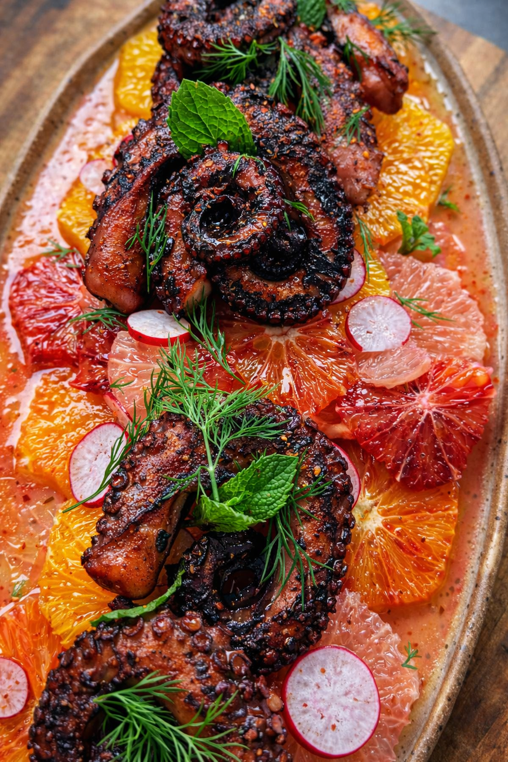 Grilled Octopus with Blood Orange and Citrus Salad